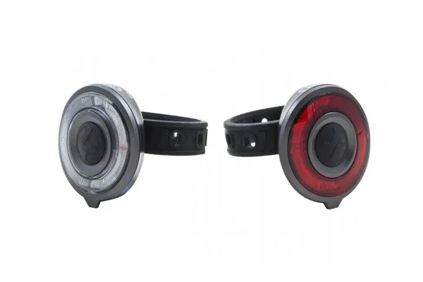 Set Lumini Bicicleta 2 LED Albe și 2 LED Roșii Negru