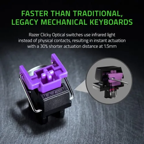 Tastatură Gaming RAZER Huntsman Mini Switch Optic Purple Alb - imagine 6