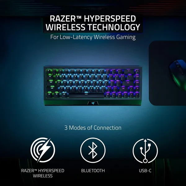 Tastatură Mecanică Gaming RAZER BlackWidow V3 Mini HyperSpeed Phantom Yellow Wireless - imagine 6