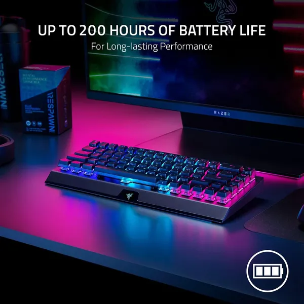 Tastatură Mecanică Gaming RAZER BlackWidow V3 Mini HyperSpeed Phantom Yellow Wireless - imagine 8