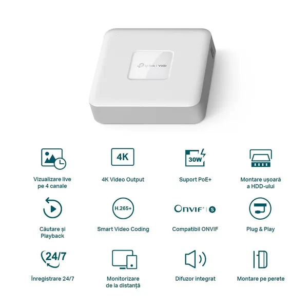 NVR TP-LINK VIGI NVR1104H-4P 4 Canale 4K PoE+ - imagine 4