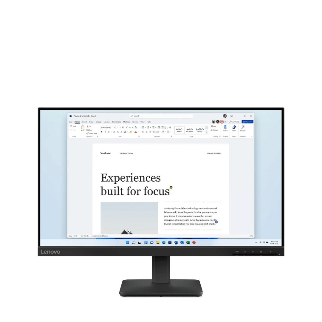 Monitor LENOVO L24-4e 23.8 inch Full HD 100Hz IPS HDMI VGA Negru