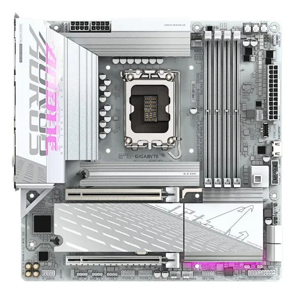 Placă de bază GIGABYTE B860M AORUS ELITE WIFI6E ICE LGA1851 mATX Alb - imagine 2