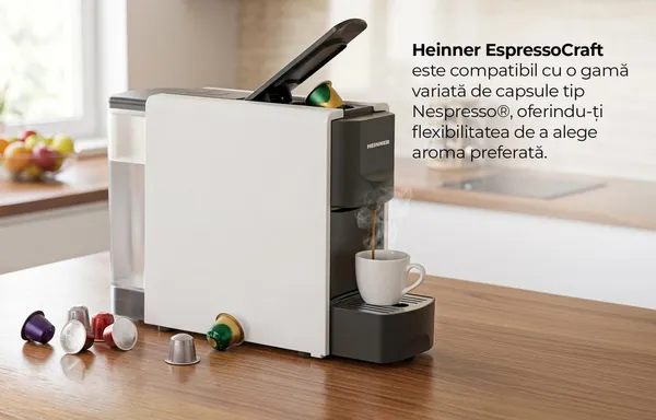 Espressor cu Capsule HEINNER EspressoCraft HEMC-DD20WHBK Alb și Negru - imagine 4