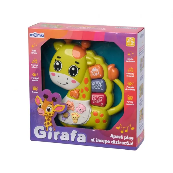 Jucărie Interactivă MOMKI Girafă Lumini și Sunete Verde - imagine 3
