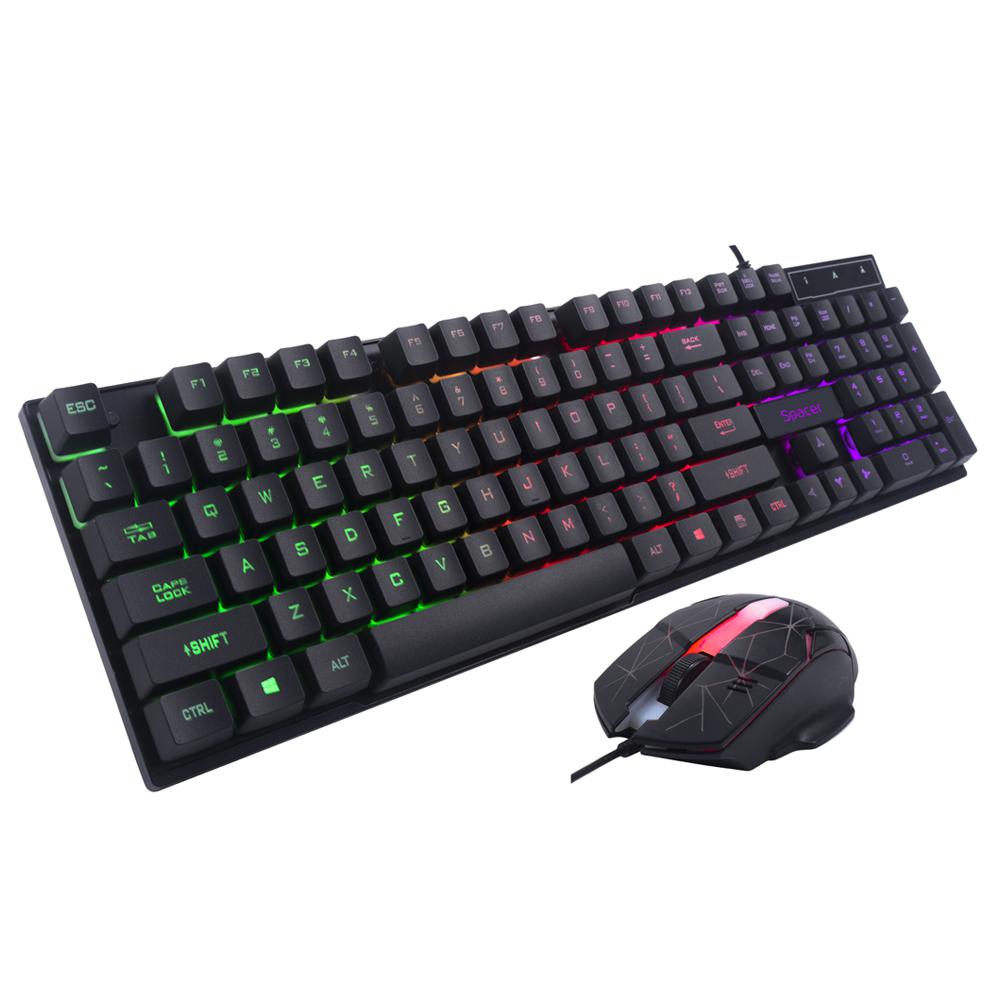 Kit Gaming Tastatură și Mouse SPACER SP-GK-01 Cu Fir Negru - imagine 2