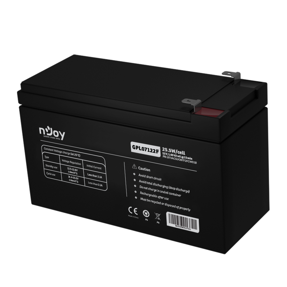 Acumulator NJOY GPL07122F 12V VRLA Negru