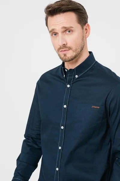 Cămașă Casual Bărbați Dark Navy L - imagine 4