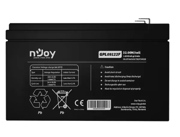 Acumulator NJOY GPL09122F 12V VRLA 30.55W/cell