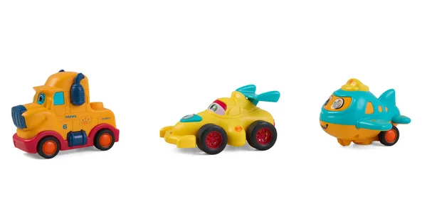 Set 3 Vehicule prin Inerție MOMKI Diverse Modele și Culori - imagine 4