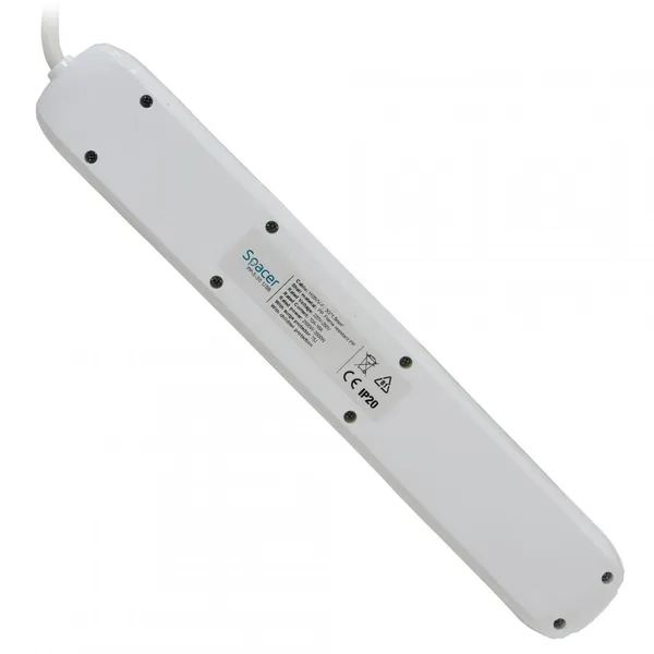 Prelungitor SPACER PP-5-45 USB 5 Prize Schuko 2 USB Alb - imagine 2