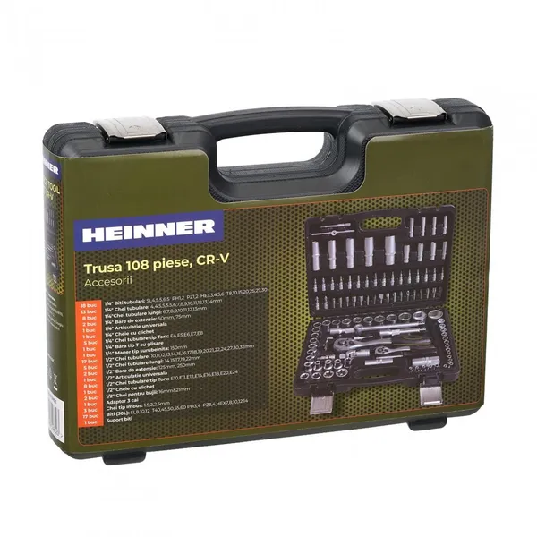 Trusă chei HEINNER 108 piese 1/4 și 1/2 CR-V CTSM011 - imagine 3