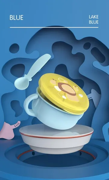 Bol U-GROW 2 în 1 pentru Snackuri și Linguriță Albastru - imagine 5