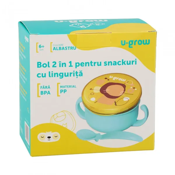Bol U-GROW 2 în 1 pentru Snackuri și Linguriță Albastru - imagine 7