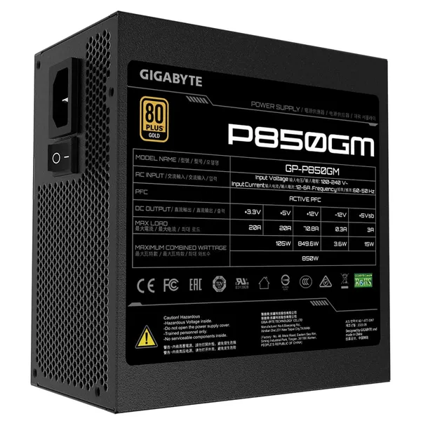 Sursă PC GIGABYTE GP-P850GM 850W Modulară 80 Plus Gold - imagine 3