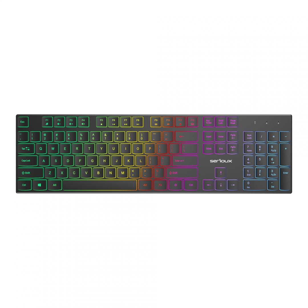 Tastatură SERIOUX SKB709RGB USB 104 Taste RGB Negru