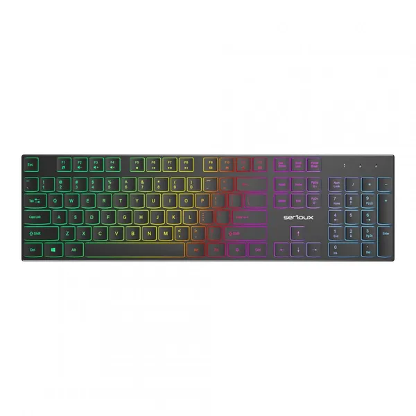 Tastatură SERIOUX SKB709RGB USB 104 Taste RGB Negru