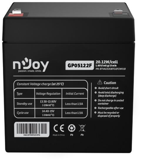 Acumulator NJJOY GP05122F 12V 5Ah Negru