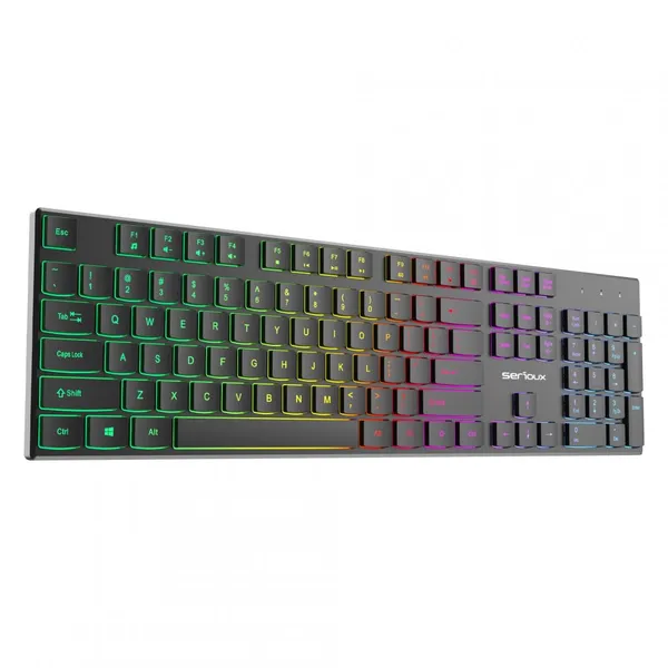 Tastatură SERIOUX SKB709RGB USB 104 Taste RGB Negru - imagine 3
