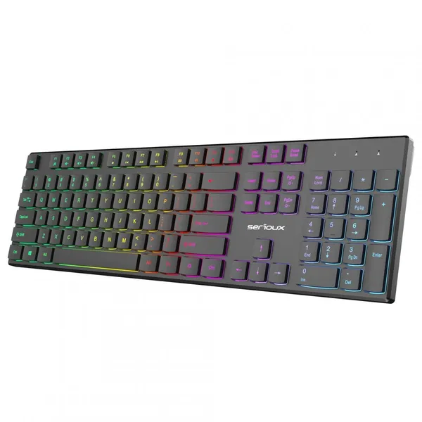 Tastatură SERIOUX SKB709RGB USB 104 Taste RGB Negru - imagine 4