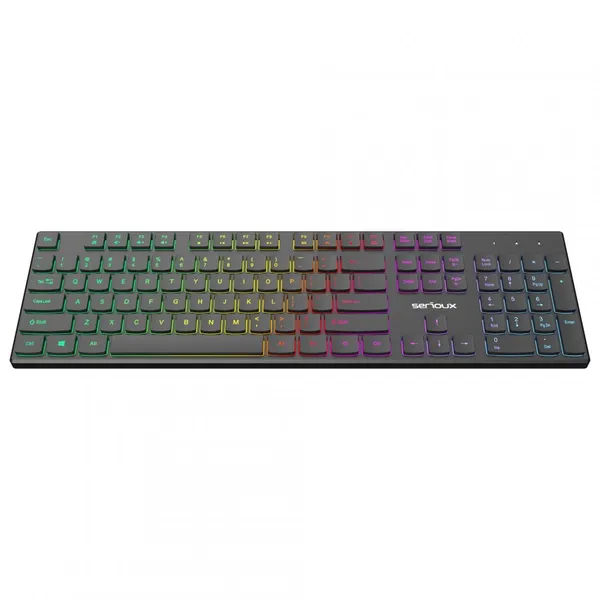 Tastatură SERIOUX SKB709RGB USB 104 Taste RGB Negru - imagine 2