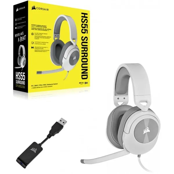 Căști Gaming CORSAIR HS55 Surround Alb CA-9011266-EU - imagine 5