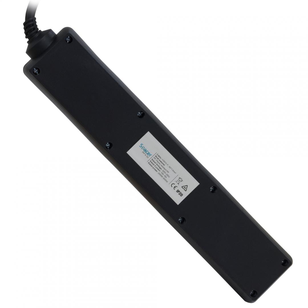 Prelungitor SPACER PP-5-18 v2 5 Prize Schuko 1.8m Negru - imagine 2