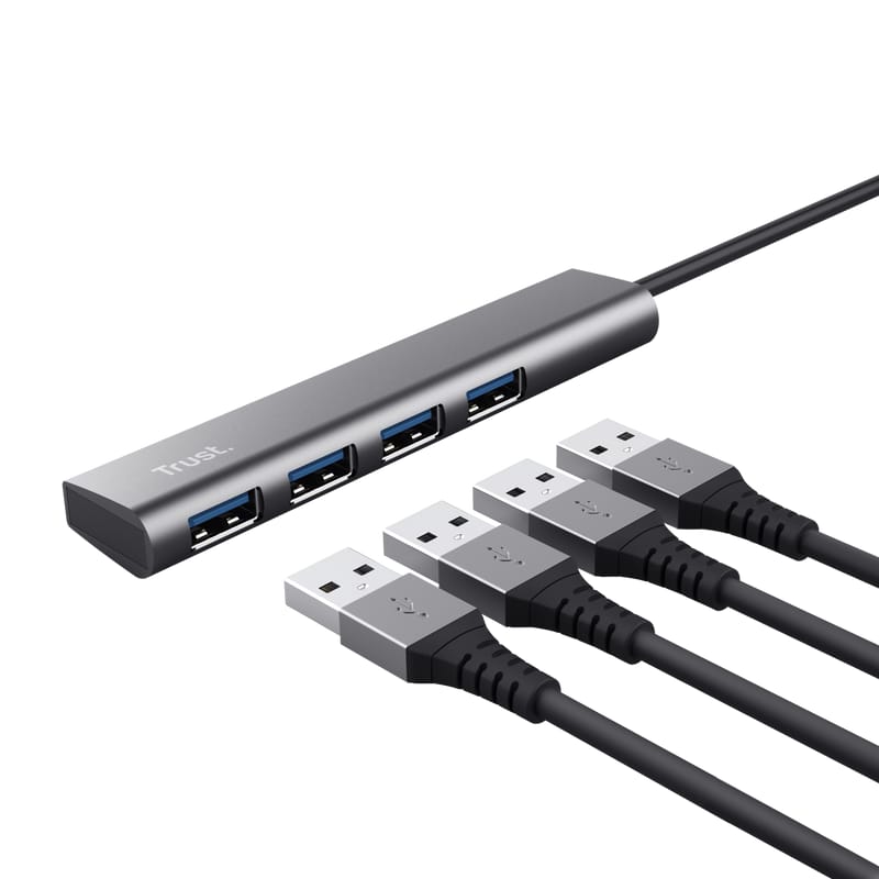 Hub USB TRUST Halyx 4xUSB-A 3.2 Aluminiu Argintiu TR-24947