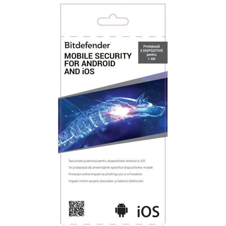 Licență BITDEFENDER Mobile Security Android și iOS 3 Dispozitive 1 An