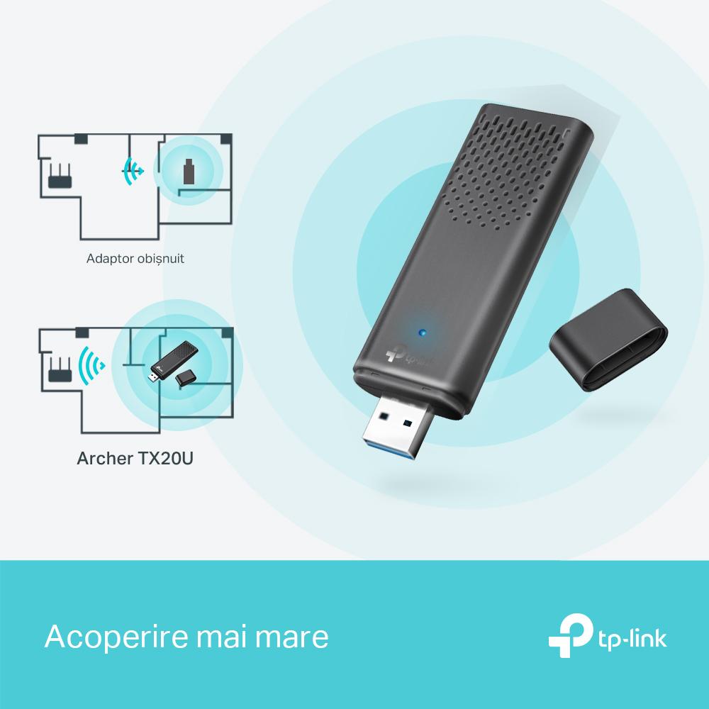 Adaptor Wireless TP-LINK Archer TX20U Wi-Fi 6 AX1800 - imagine 3