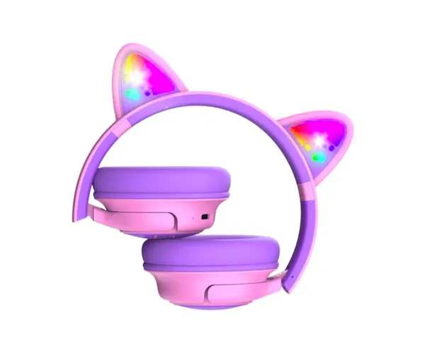 Căști Over-ear POWERLOCUS Bobo Cat Ears Wireless Mov/Roz - imagine 3