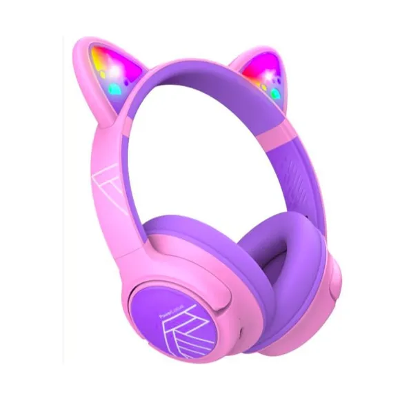 Căști Over-ear POWERLOCUS Bobo Cat Ears Wireless Mov/Roz - imagine 2