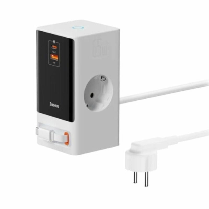Incarcator Retea BASEUS PowerCombo Powerstrip 65W 4 Porturi Alb