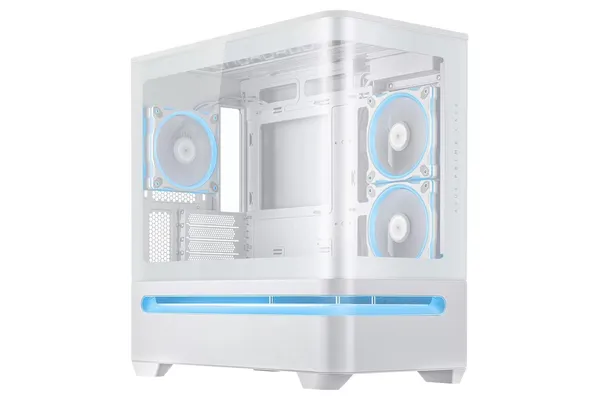 Carcasă PC ASUS AP202 Small Tower ARGB Alb Sticlă Securizată