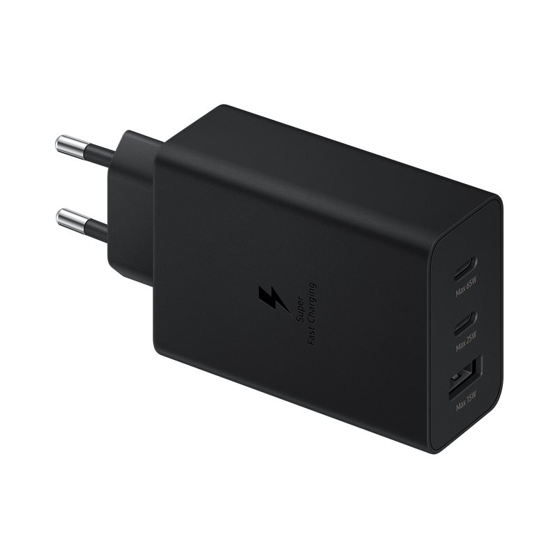 Încărcător SAMSUNG Power Trio 65W 2x USB-C 1x USB-A Negru