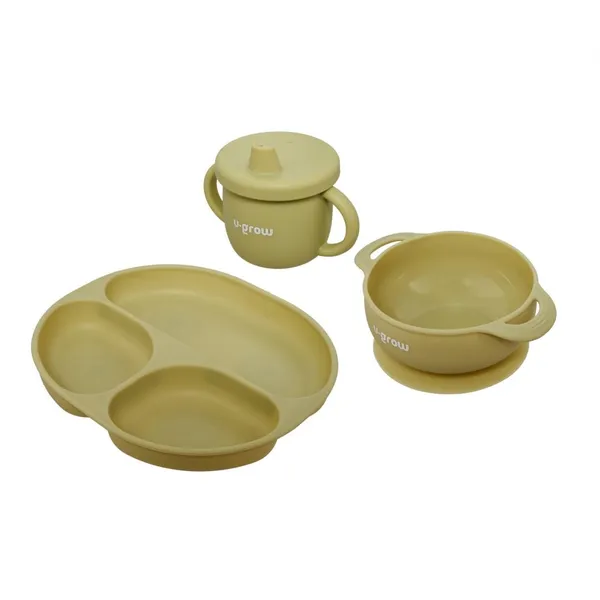 Set diversificare U-GROW Silicon Bol Farfurie Cană Olive
