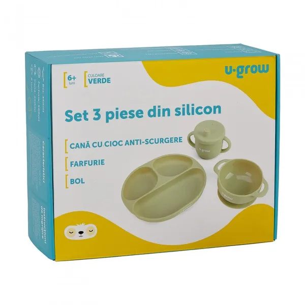 Set diversificare U-GROW Silicon Bol Farfurie Cană Olive - imagine 7