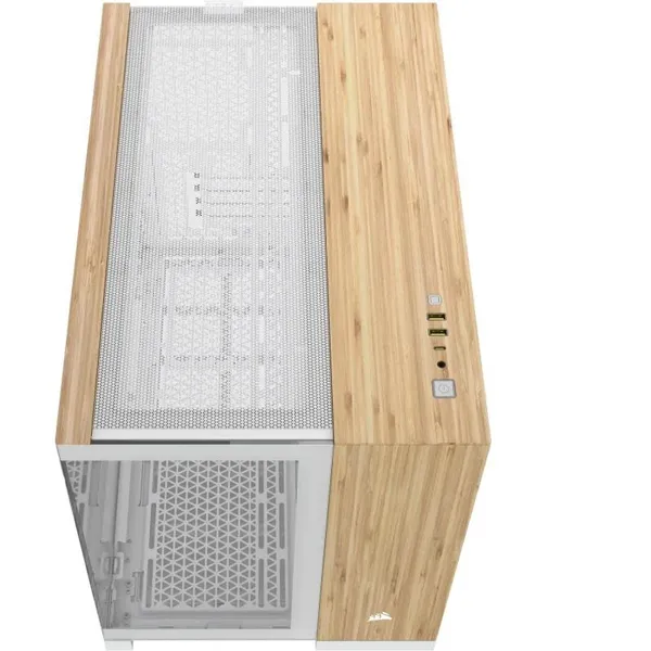 Carcasa CORSAIR 2500X Micro ATX Dual Chamber White/Bamboo Wood - imagine 4