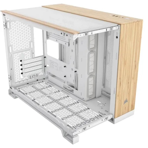 Carcasa CORSAIR 2500X Micro ATX Dual Chamber White/Bamboo Wood - imagine 5