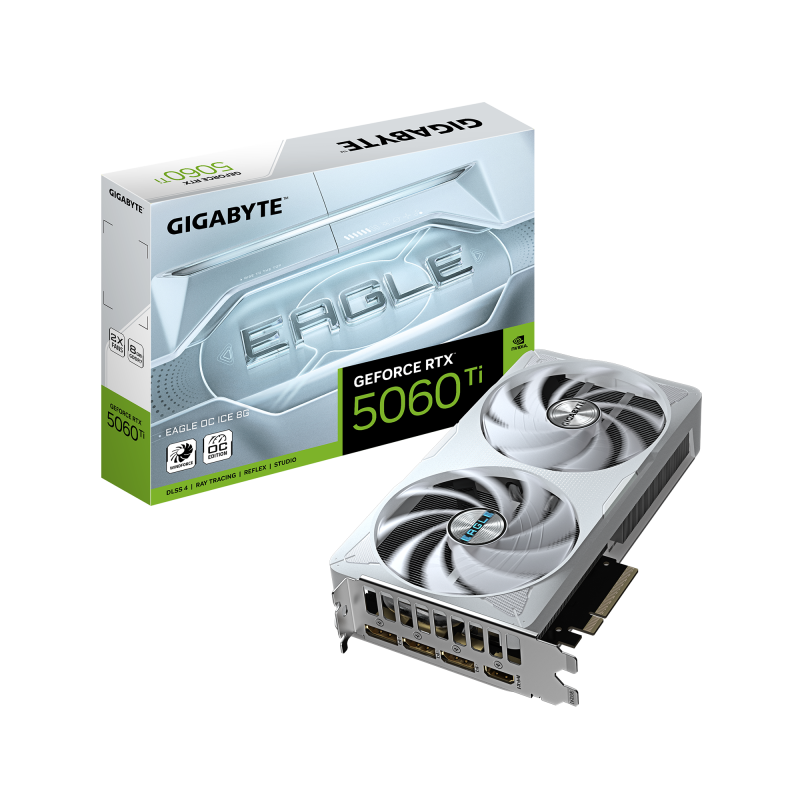 Placă Video GIGABYTE GeForce RTX 5060 Ti EAGLE OC ICE 8GB GDDR7 Alb
