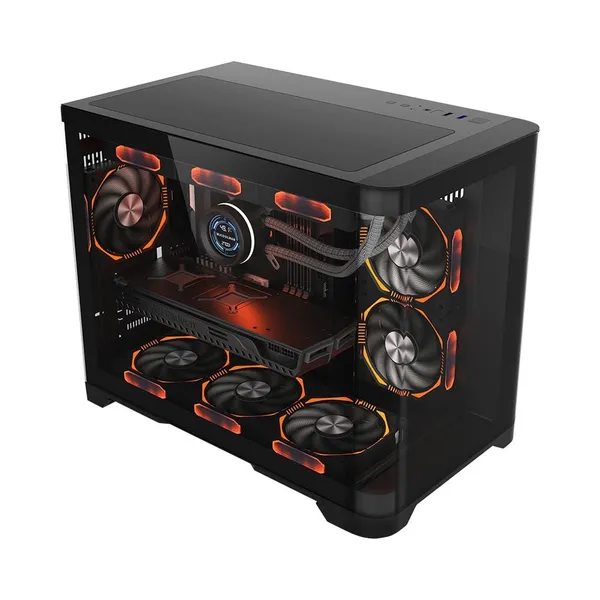 Carcasa 1stPLAYER UV6-bk Micro-ATX 6 Ventilatoare aRGB PWM Negru