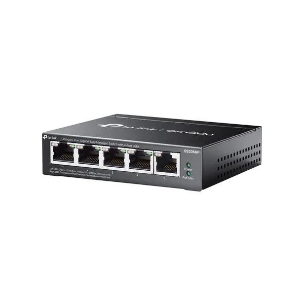 Switch TP-LINK Omada ES205GP Easy Managed 5 Porturi Gigabit 4 PoE+ 65W - imagine 3