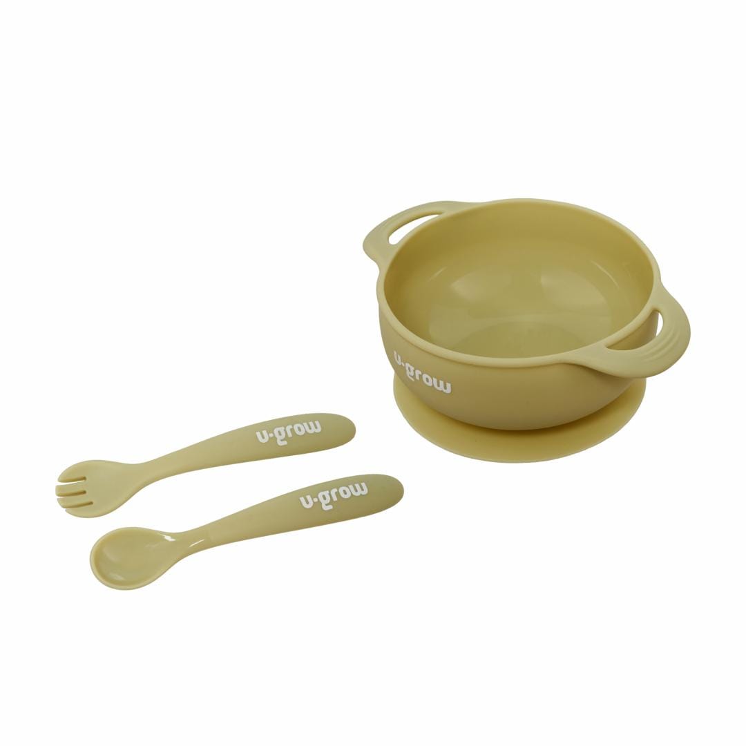 Set hrănire bebeluși U-GROW Olive Silicon