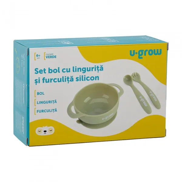 Set hrănire bebeluși U-GROW Olive Silicon - imagine 3