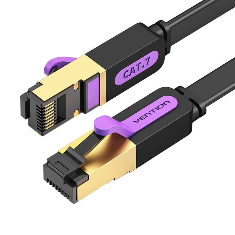Patch Cord VENTION ICABN Cat.7 15m STP Flat 10Gbps Negru