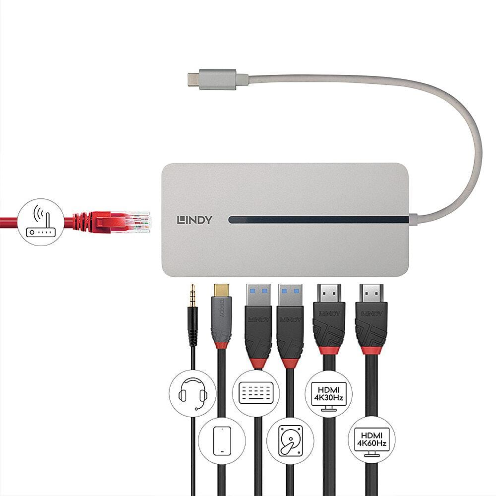 Docking Station LINDY DST-Mx Duo Mini USB Type-C Dual Display 4K 100W