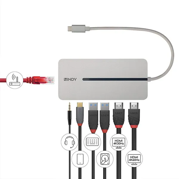 Docking Station LINDY DST-Mx Duo Mini USB Type-C Dual Display 4K 100W