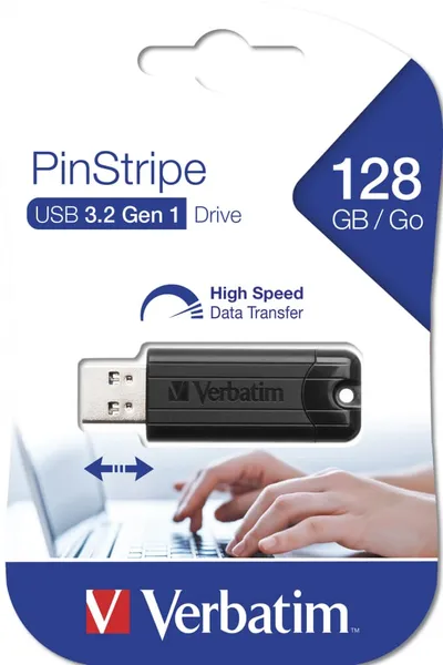 Memorie USB VERBATIM Pinstripe 128GB USB 3.0 Negru - imagine 4