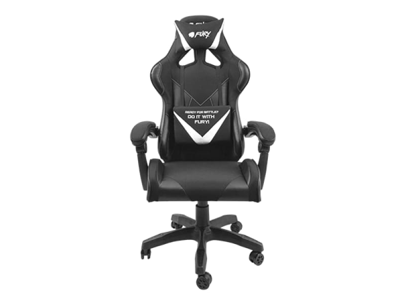 Scaun gaming FURY AVENGER L, material piele ecologica+polyester, reglabil pe inaltime, greutate maxima suportata 150 kg, inaltime scaun reglabil 46.5 - 56.5 cm, spatar ajustabil 180°, dimensiuni roti 60mm, echipat cu piston cu gaz clasa 3, manere 4D, negru