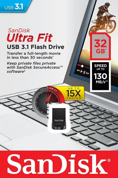 Memorie USB SANDISK Ultra Fit 32GB USB 3.1 Negru SDCZ430-032G-G46 - imagine 2